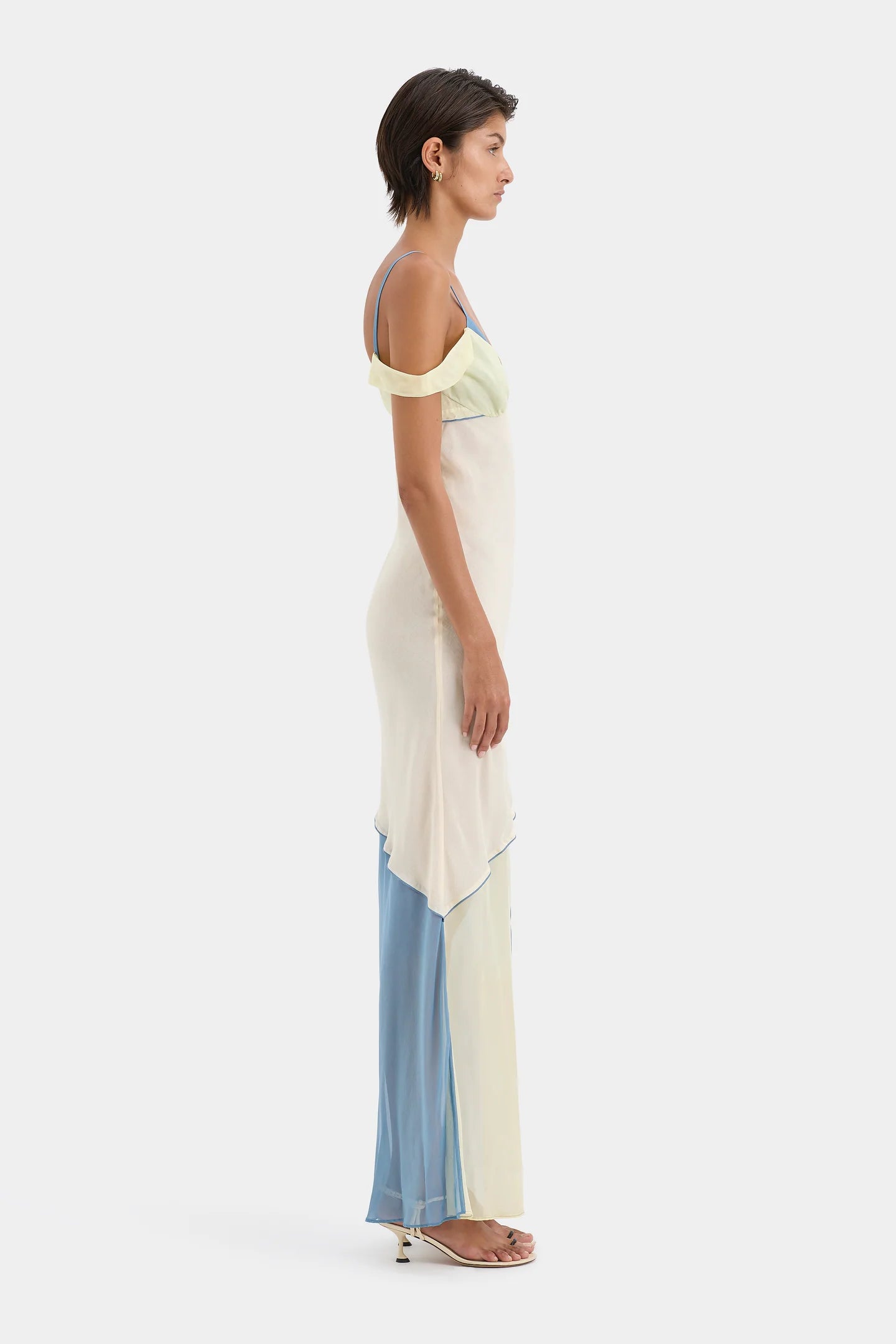 Thames Splice Midi Dress in Ecru