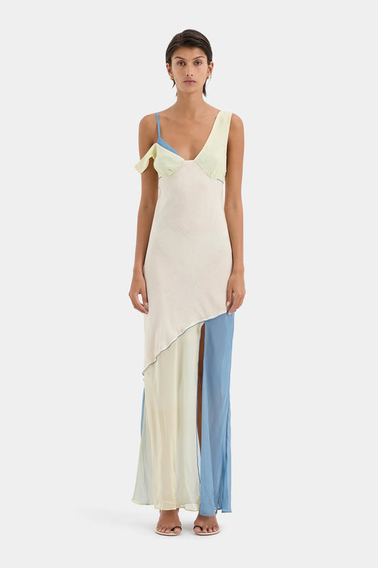 Thames Splice Midi Dress in Ecru
