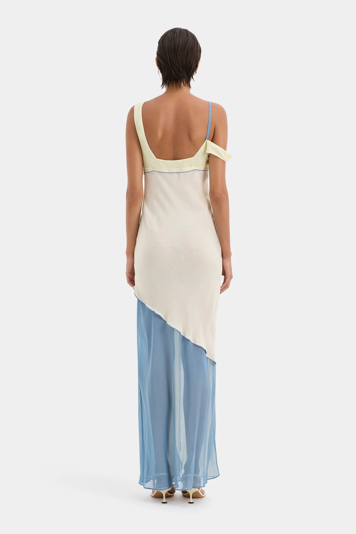 Thames Splice Midi Dress in Ecru